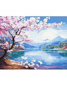 Pictura pe numere 40x50 cm, copacul cu flori roz