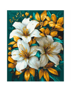 Pictura pe numere 40x50 cm, buchet de crini ( culori...