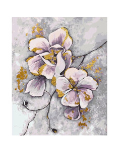 Pictura pe numere 40x50 cm, flori stilizate ( culori...