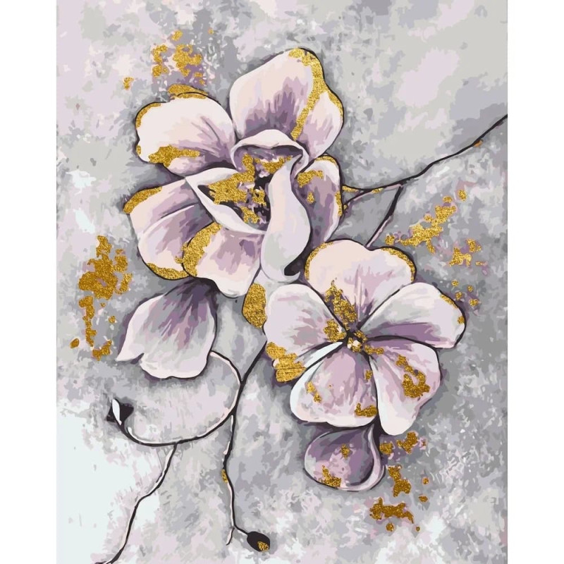 Pictura pe numere 40x50 cm, flori stilizate (...