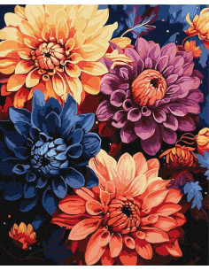 Pictura pe numere 40x50 cm, flori colorate