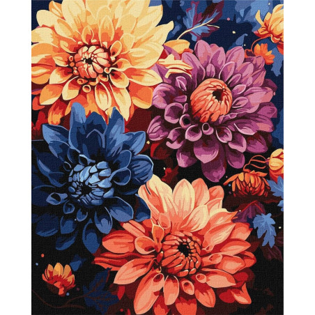 Pictura pe numere 40x50 cm, flori colorate
