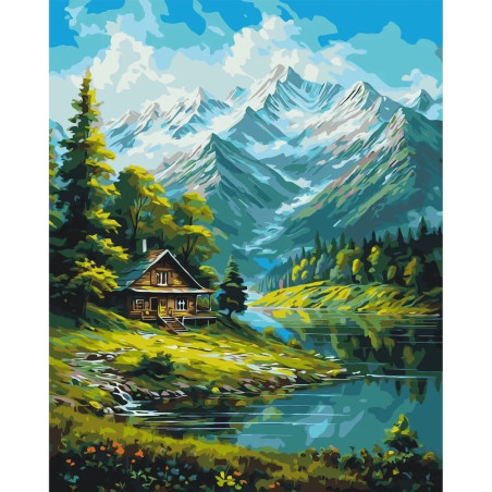 Pictura pe numere 40x50 cm, peisaj de munte