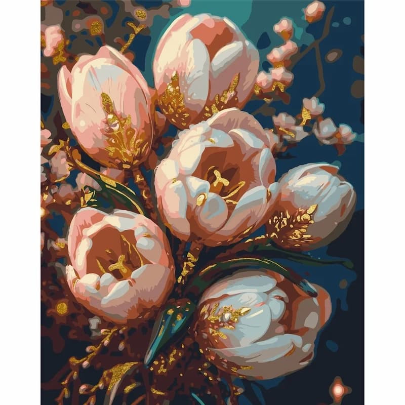 Pictura pe numere 40x50 cm, lalele roz ( culori...