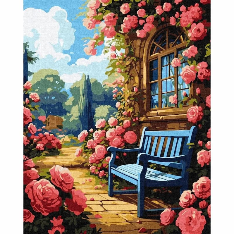 Pictura pe numere 40x50 cm, trandafiri cataratori