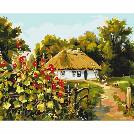 Pictura pe numere 40x50 cm, casuta de la tara