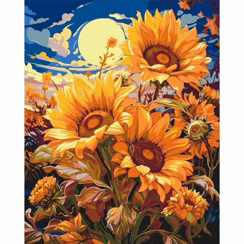 Pictura pe numere 40x50 cm, floarea soarelui