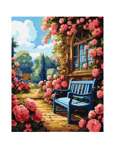 Pictura pe numere 40x50 cm, casa cu pod din lemn