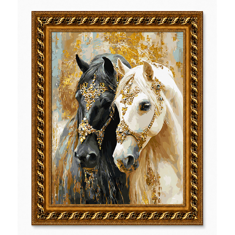 Ramă din lemn maro cu inserții aurii 40×50 cm...