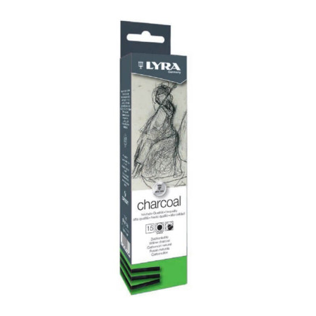 Set 15 cărbuni naturali pentru desen 3–4 mm Lyra