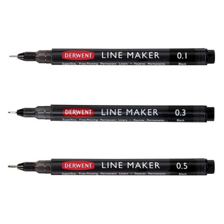 Set 3 linere negre Derwent 0.1, 0.3, 0.5 mm