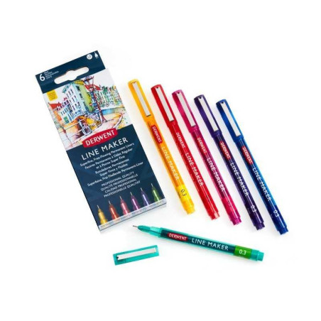 Set 6 linere color 0.3 mm Derwent