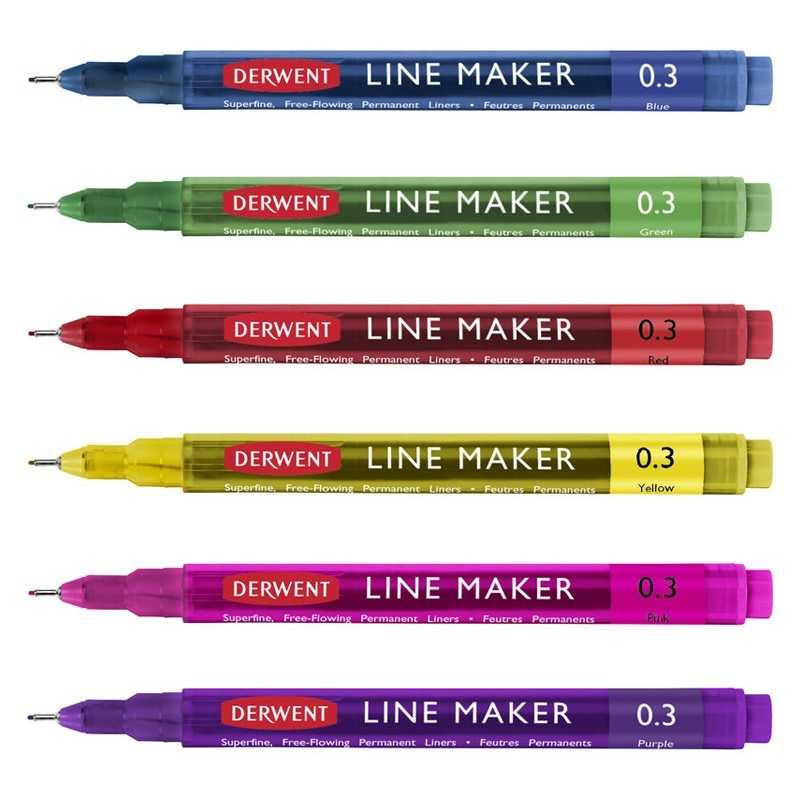 Set 6 linere color 0.3 mm Derwent