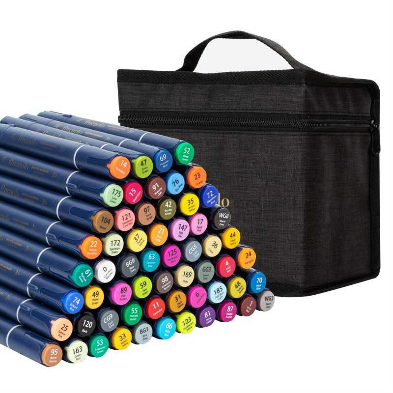 Set 60 markere sketching dual brush + vârf lat...