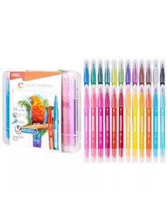 Set 24 carioci dual brush + liner Deli