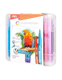 Set 24 carioci dual brush + liner Deli 2