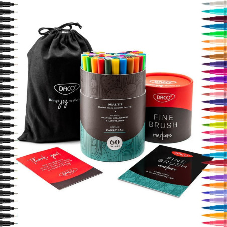 Set 60 markere liner + brush pen DACO