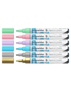 Set 6 markere acrilice metalice 2 mm Schneider culori pastel