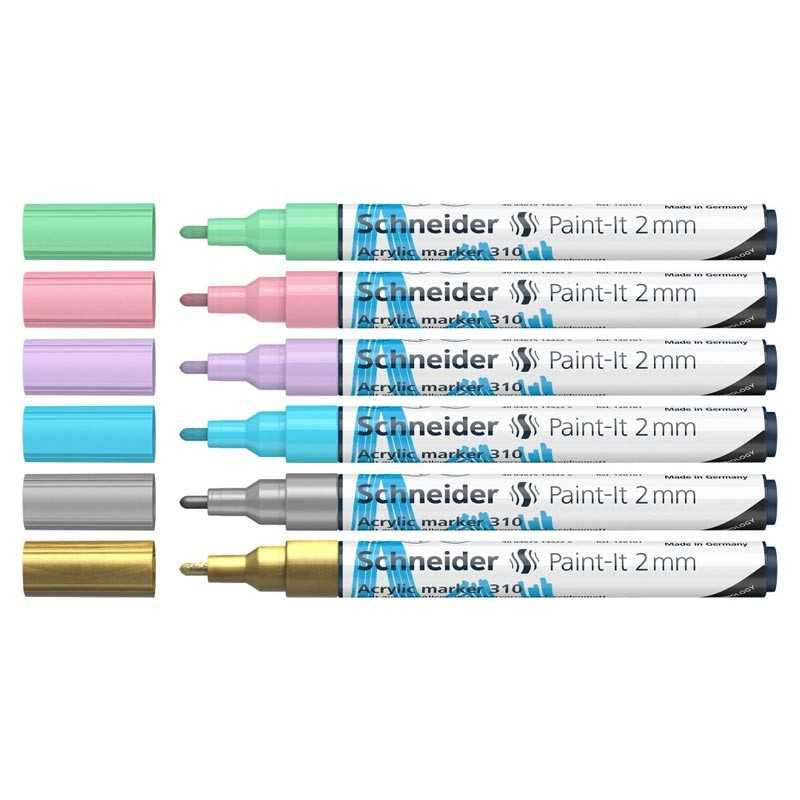 Set 6 markere acrilice metalice 2 mm Schneider...