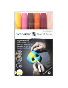 Set 6 markere acrilice 2 mm tonuri piele Schneider 2