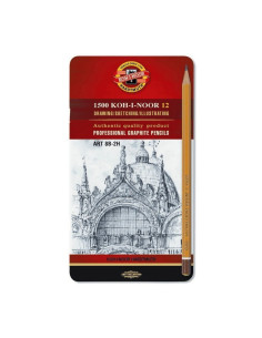 Set 12 creioane grafit Koh-I-Noor 1500 8B–2H