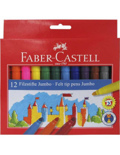 Set 12 carioci Jumbo Faber-Castell culori intense