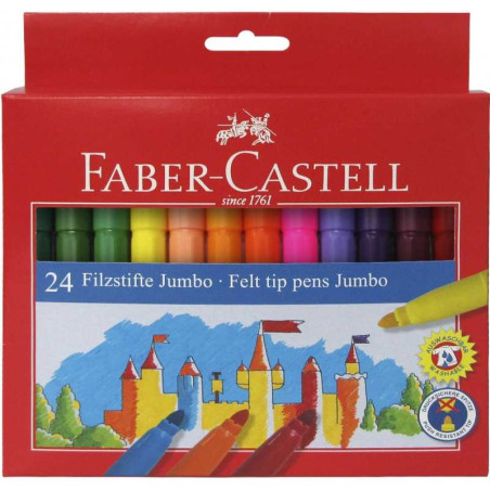 Set 24 carioci Jumbo Faber-Castell culori intense