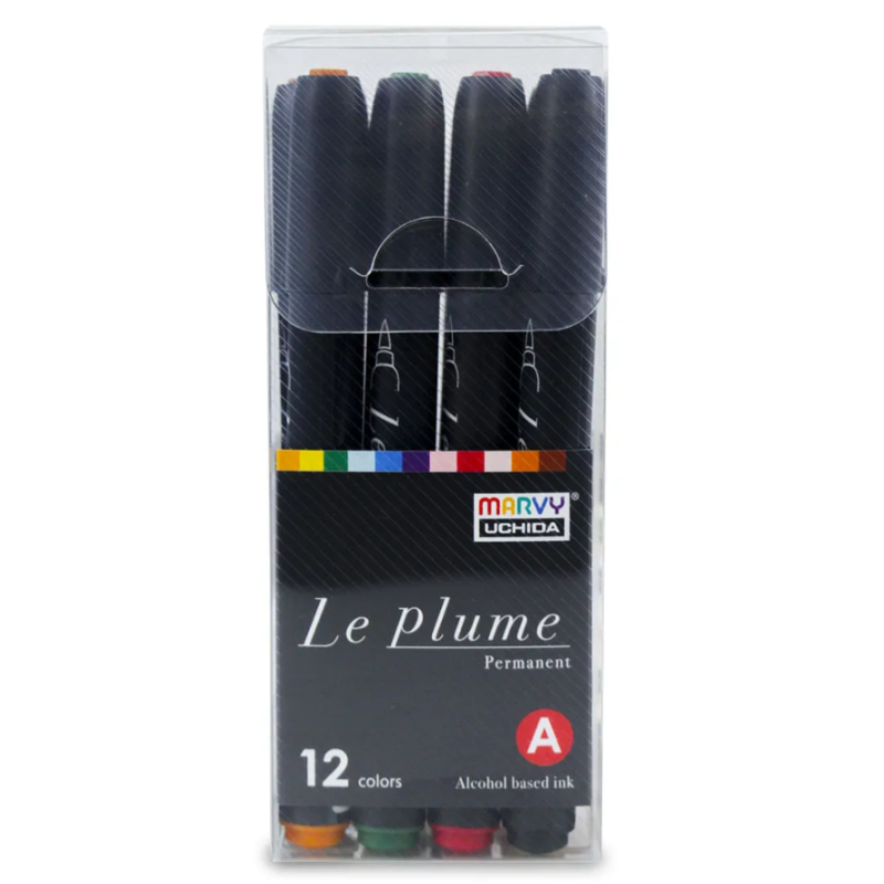 Set 12 markere brush pen Marvy culori vibrante