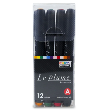 Set 12 markere brush pen Marvy culori vibrante