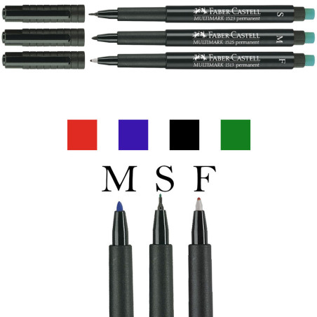 Marker permanent Multimark Faber-Castell S/M/F – 3 culori