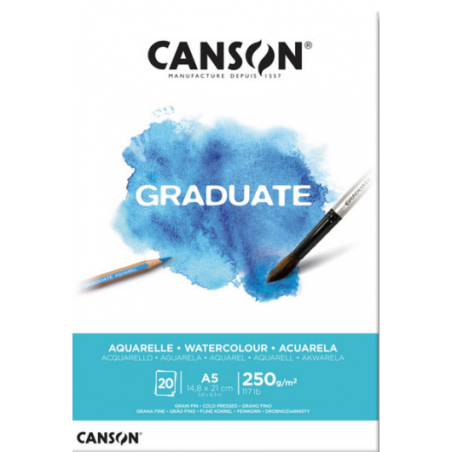 Bloc acuarelă A5 Canson Graduate Aquarelle 250g/mp 20 file