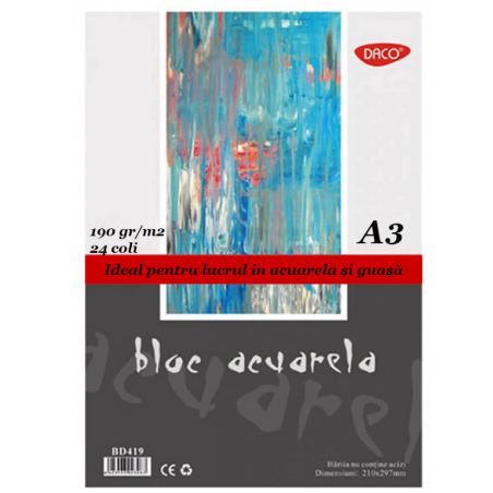 Bloc acuarelă A3 DACO 190g/mp 24 file