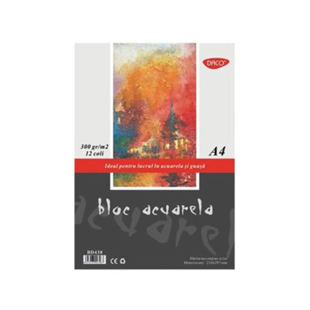 Bloc acuarelă A4 DACO 300g/mp 12 file