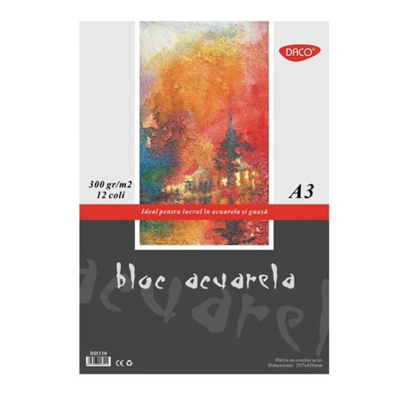 Bloc acuarelă A3 DACO 300g/mp 12 file