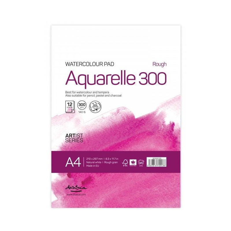 Bloc acuarelă A4 Drasca Aquarelle Rough 300g/mp...