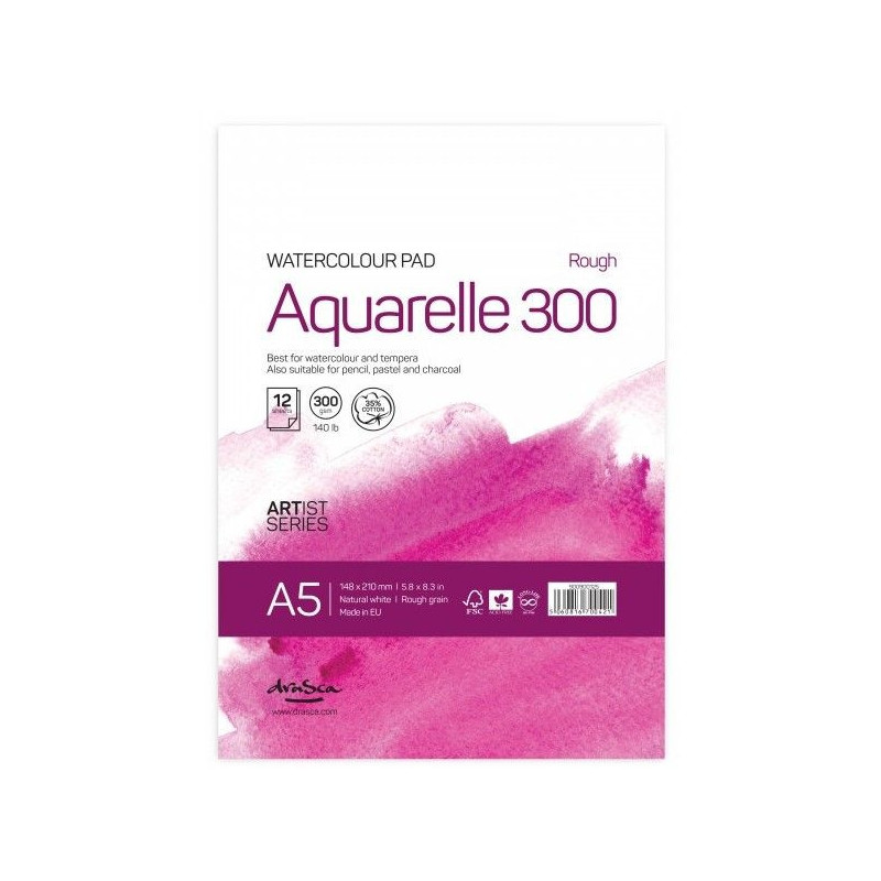Bloc acuarelă A5 Drasca Aquarelle Rough 300g/mp...