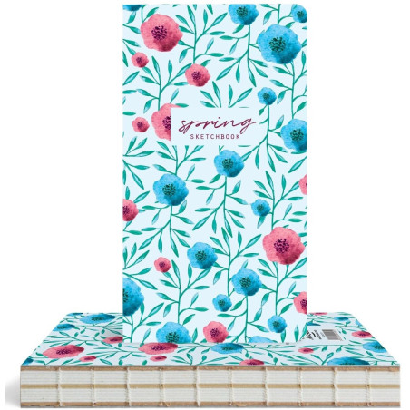 Carnet de schițe 96 file Poppies copertă albastră 9.4x17.2 cm hârtie mixtă