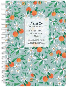 Sketchbook A6 120g/mp 60 file Flowers mandarine Drasca