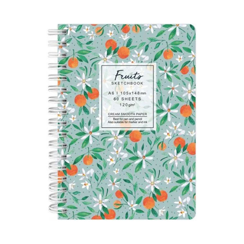 Sketchbook A6 120g/mp 60 file Flowers mandarine...