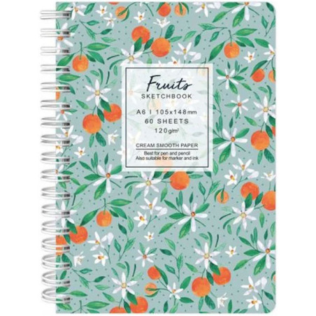 Sketchbook A6 120g/mp 60 file Flowers mandarine Drasca