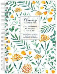 Sketchbook A6 120g/mp 60 file Flowers flori galbene Drasca