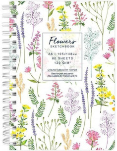 Sketchbook A6 120g/mp 60 file Flowers flori de câmp Drasca