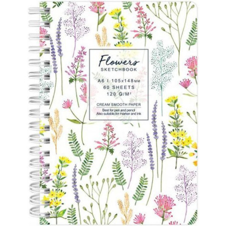Sketchbook A6 120g/mp 60 file Flowers flori de câmp Drasca