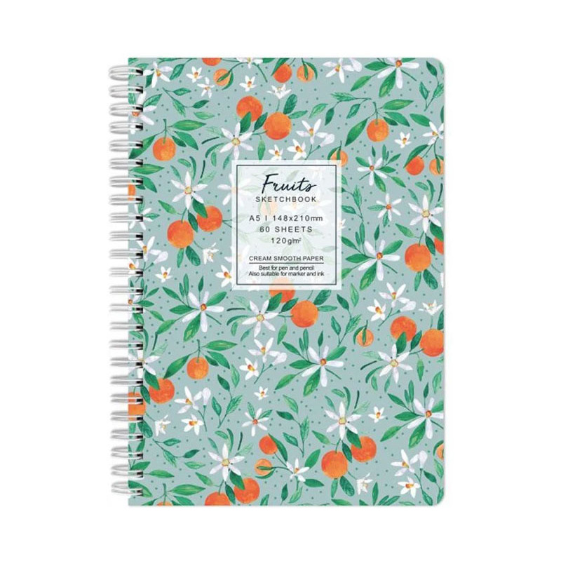 Sketchbook A5 120g/mp 60 file Flowers mandarine...