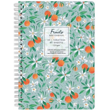 Sketchbook A5 120g/mp 60 file Flowers mandarine Drasca