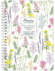 Sketchbook A5 120g/mp 60 file Flowers flori de câmp Drasca