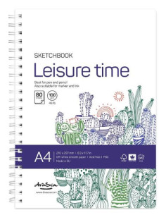 Carnet pentru schițe A4 100g/mp 80 file Leisure Time Drasca