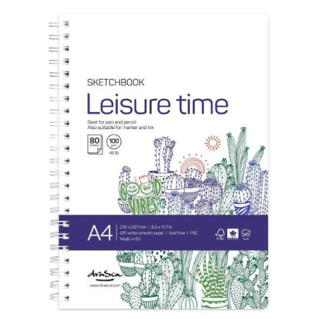 Carnet pentru schițe A4 100g/mp 80 file Leisure Time Drasca